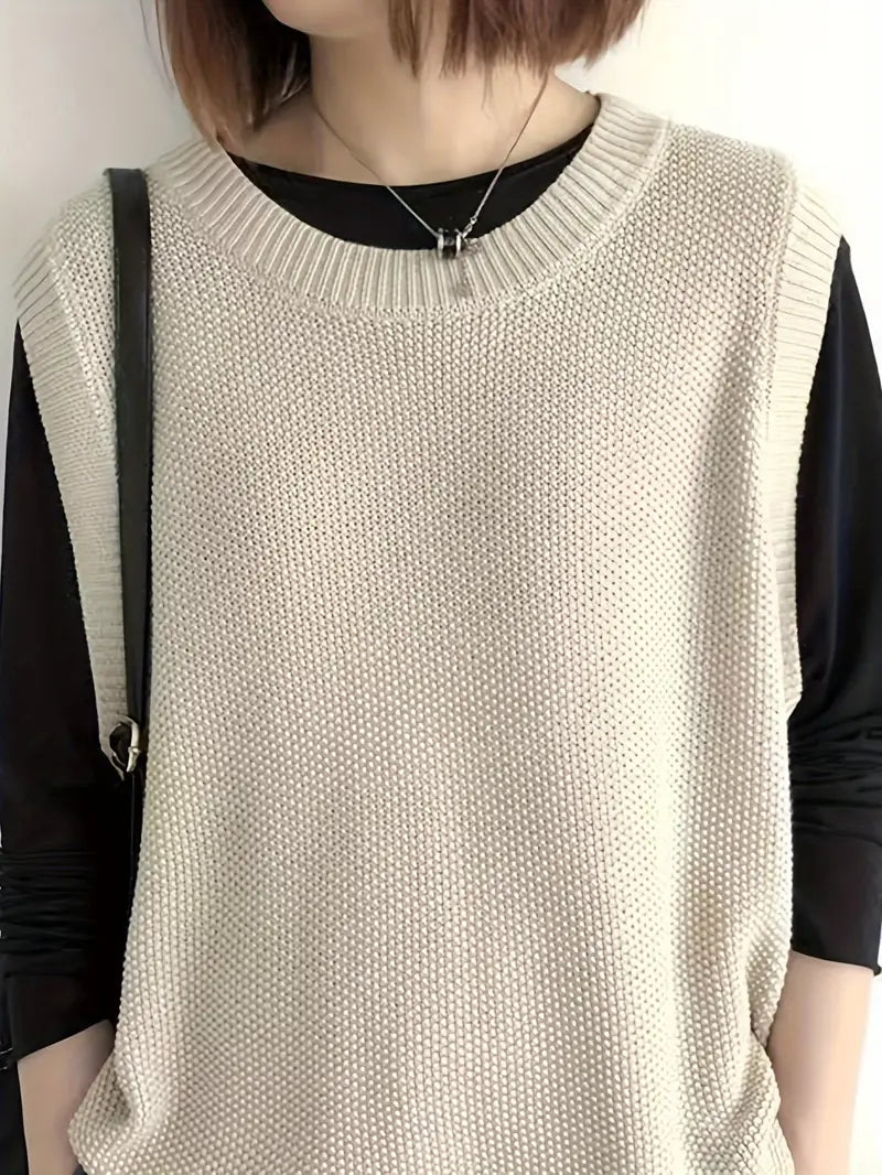 Ärmelloser Pullover mit Rundhalsausschnitt für Damen | Ideal für Alltag und Büro